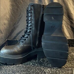 Zara Brown Combat Lace-Up Boots